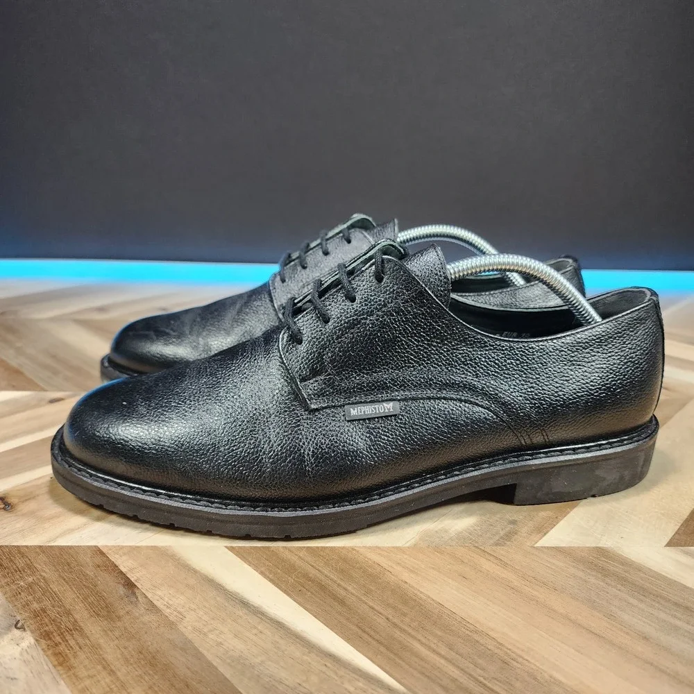 Mephisto Marlon Pebbled Leather Black Derby Shoes Mens US 12 Walking Comfort